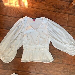 Vince Camuto White Blouse with Gold Details